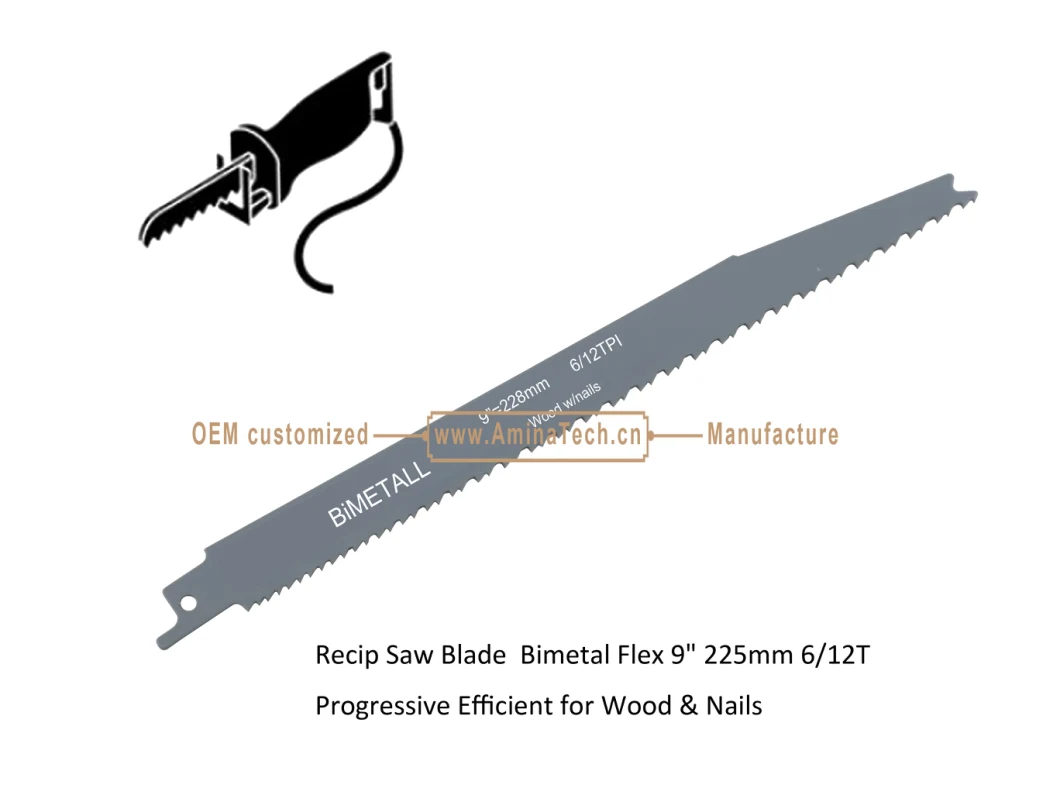 Recip Saw Blade Bimetal M42 8% cobalt Demolition for Cutting Wood & Nails Size:9