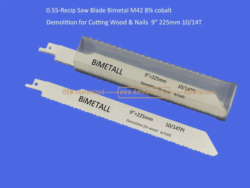 Reciprocating,Recip Saw Blade Bimetal M42 8% cobalt Demolition for Cutting Wood & Nails 9