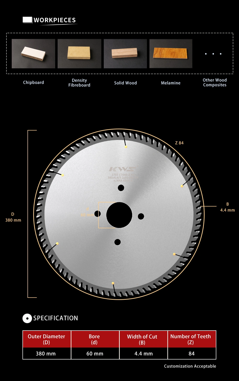 Tct Panel Sizing Saw Blade 400mm 96t for Panel Sizing Machine Double Milling Machine to Size Board with/Without Veneered Cover (MDF Chipboard Plywood)