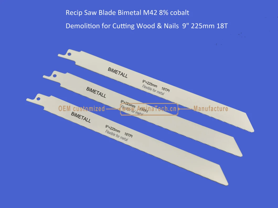 Recip Saw Blade Bimetal M42 8% cobalt Demolition for Cutting Wood & Nails 9