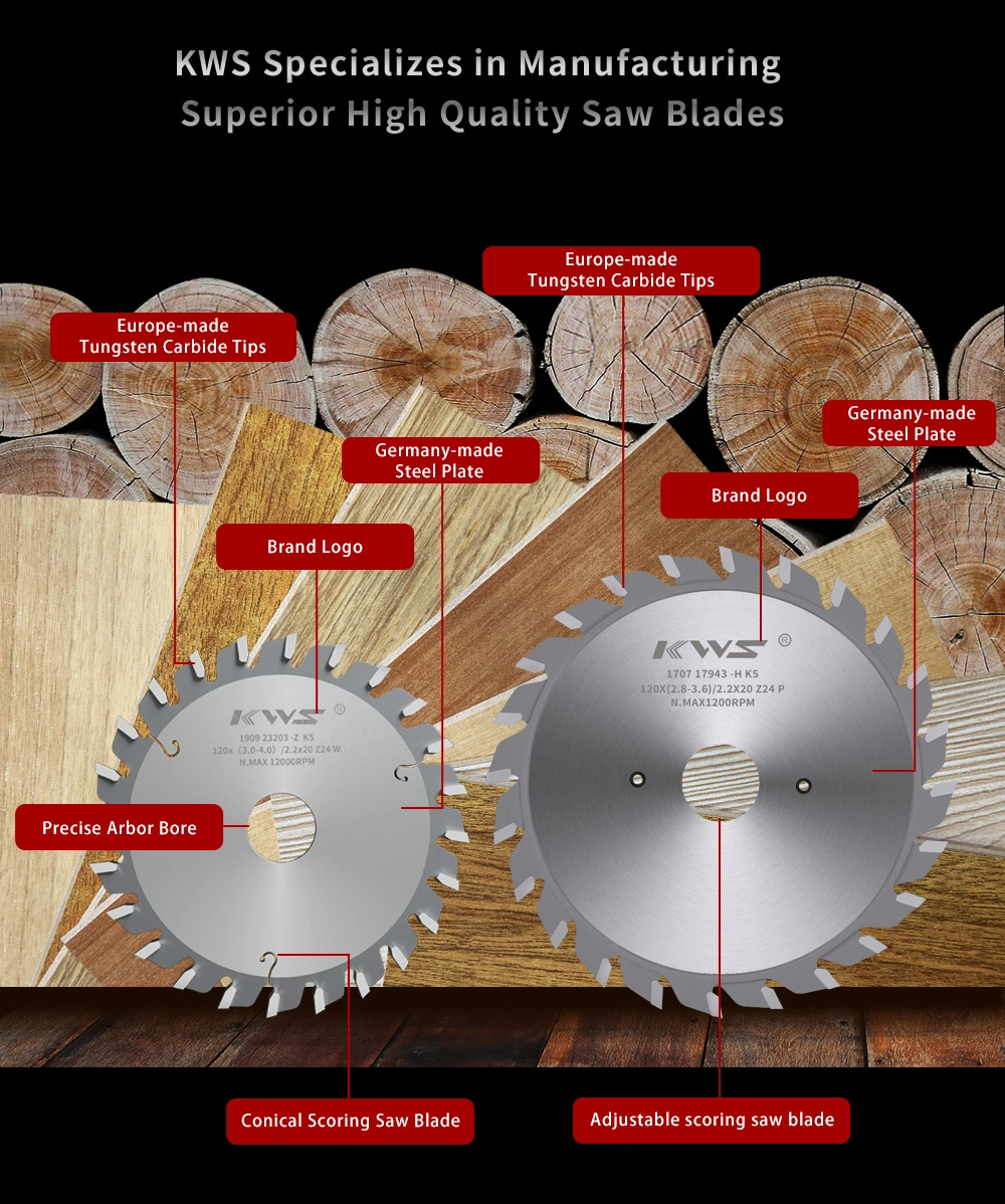 Kws Saw Blade for Wood Composites Panel Sizing Saw Conical Diamond Scoring Saw Blade for CNC Woodworking Machinery Part Kdt